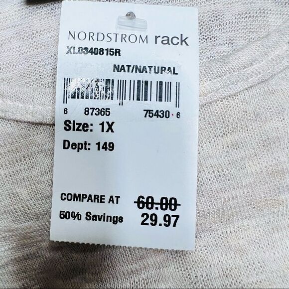 NWT Wallpapher Natural Knit Plus Top Crochet Cold Sholder Sleeves 1X - Picture 7 of 8